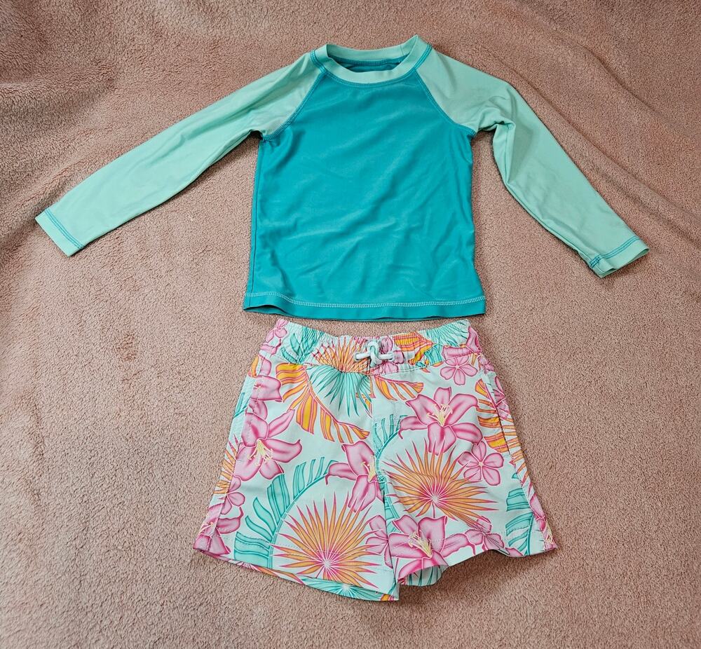 Member's Mark Family Swim Boy's Floral Rashguard Set Size 2T
